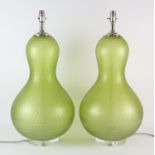JULIAN CHICHESTER, a pair of Tassia lamps, green colourway glass, on lucite bases, 62.5cm high (2)