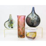 ISLE OF WIGHT GLASS, 1970-1979, two lollipop vases, one with clear glass decoration,