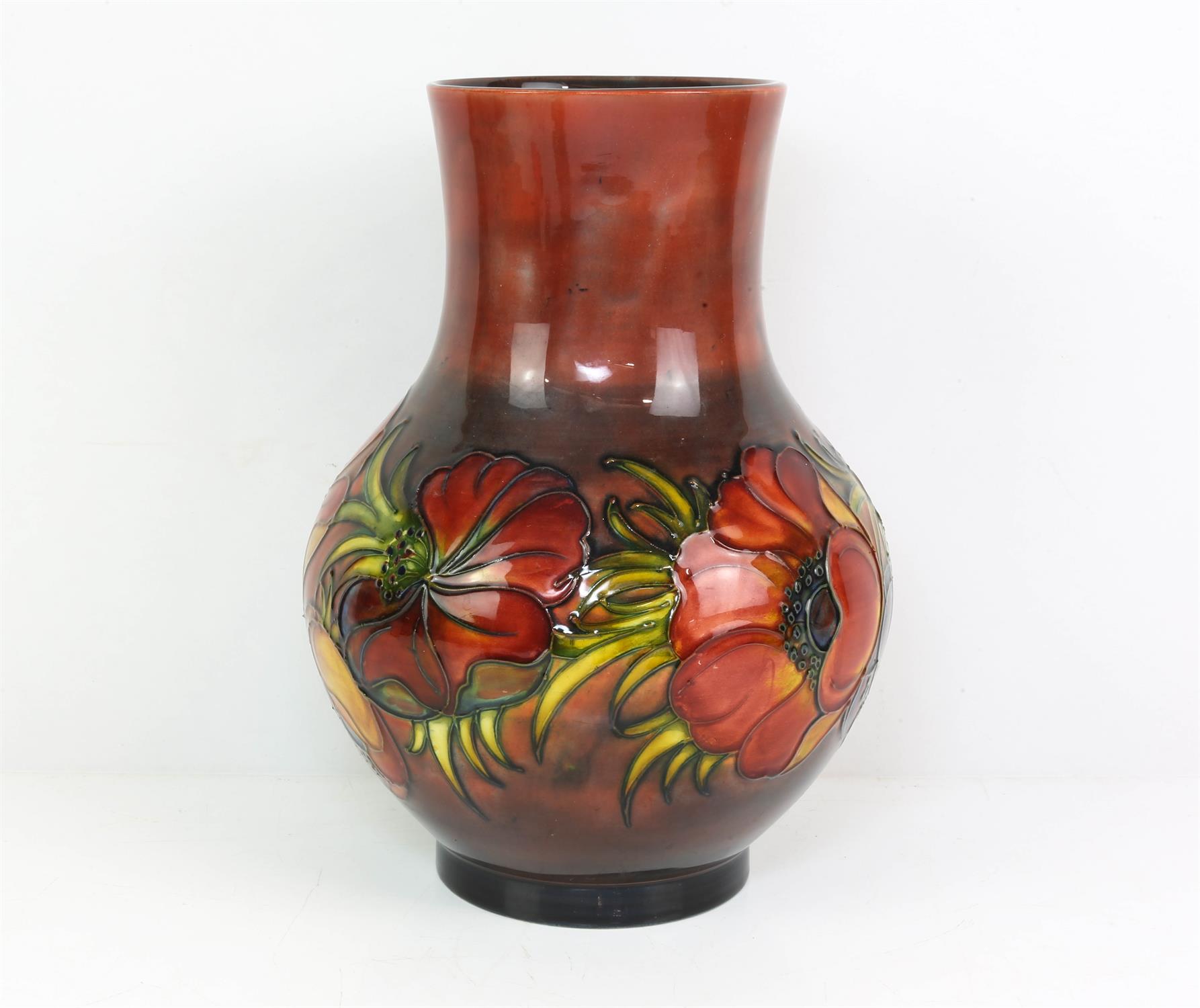 WALTER MOORCROFT (BRITISH, 1917 - 2002) for MOORCROFT, an ovoid vase with cylindrical neck, - Image 4 of 9