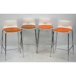 ALLERMUIR, four bar stools, with orange upholstered seats, 97cm high (4)