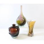 MDIINA GLASS, PROBABLY CIRCA 1968-1971, large lollipop vase, 24cm high, together with a Mdina squat
