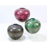 ISLE OF WIGHT GLASS, 1978-1991, three globular vases, various gold splash decoration, 8cm high (3)