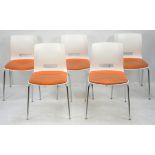 ALLERMUIR, five chairs, with orange upholstered seats, 83cm high (5)