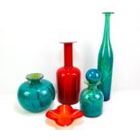 MANNER OF OTTO BRAUER (DANISH, 1911-1984) FOR HOLMEGARD, a red and white opaline glass bottle vase,