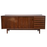ARNE VODDER (1926-2009) FOR SIBAST, a rosewood sideboard, of rectangular form with raised gallery,