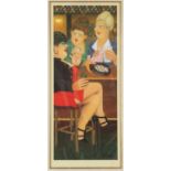 Beryl Cook (British, 1926-2008), pub scene, lithograph in colours, ed. 113/650, unsigned, 50 x 21cm,