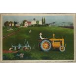 Kenneth Rowntree (British, 1915-1997), 'Tractor', lithograph in colours, unsigned,