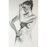 Paul Whitehead (Australian, contemporary), female nude study. Charcoal. Signed lower right.