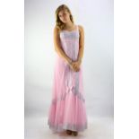 NORMAN HARTNELL (Unlabelled but provenance from current owner) pink floor-length lace negligee with