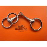 HERMES Silver Tone Permabrass Mors Scarf Ring. Rare authentic Hermes silver tone Permabrass sans