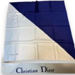 A CHRISTIAN DIOR square silk scarf in navy and white* and a CHRISTIAN DIOR turban style ladies