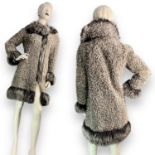 MARY QUANT rare original collection c1963 grey Persian lamb and leather ladies coat with classic