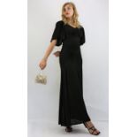 Rare MARIE FRANCE of QUORUM (Of Ossie Clark fame) early 1970s (1940s style) black crepe long