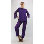 Vintage 1970s original SIMON MASSEY London for JANICE WAINWRIGHT silver lurex jumpsuit fits UK10 *