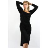 A VIVIENNE WESTWOOD RED LABEL black fitted siren dress in silky rayon UK 12-14