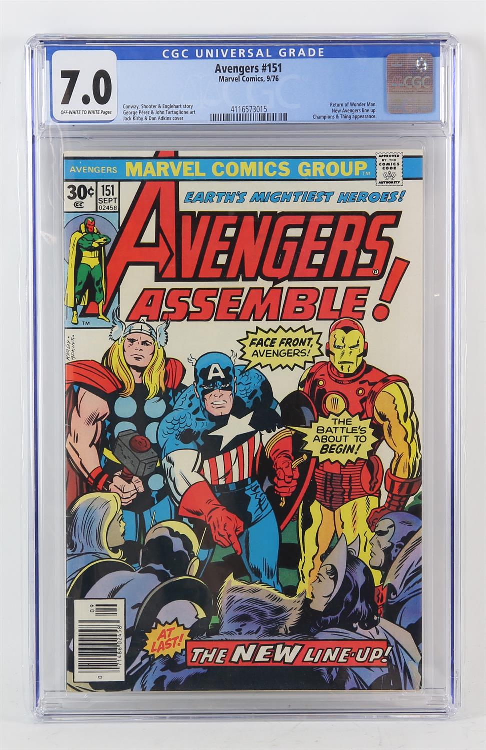 Marvel Comics: The Avengers, No. 151, CGC Universal Grade 7.0 (September 1976) – Marvel Comics 9/76