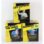 The Spirit, Bizarro and Lex Luther – three boxed DC Classic mini busts, hand-painted cold-cast