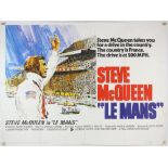 Le Mans (1971) British Quad film poster, Classic motor racing movie starring Steve McQueen,