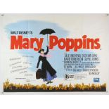 Walt Disney Mary Poppins (1973) British Quad film poster, starring Julie Andrews, folded,