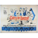 Carry on Doctor (R-1970's) British Quad film poster, folded, 30 x 40 inches.