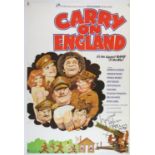 Carry on England (1976) UK One sheet film poster, signed by Melvyn Hayes, Rank, folded,