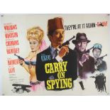 Carry On Spying (1964) British Quad film poster, comedy with art by Tom Chantrell,