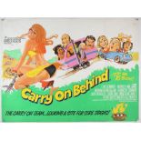 Carry On Behind (1975) British Quad film poster, comedy starring Jack Douglas, art by Arnaldo Putzu,