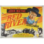 Red River (1950s) British Quad film poster, Western starring John Wayne in the western Red River,