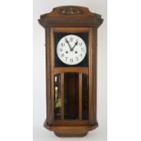 Two oak cased wall clocks, 83 and 71cm high (2)