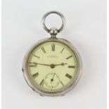 Waltham pocket watch, enamel dial marked A.W.W. co Waltham Mass, movement no 7179571,