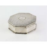 Mappin and Webb octagonal form silver box 140 grams Birmingham 1910