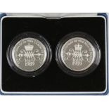 Silver Bill of Rights £2 coin, two coin set, Royal Mint cased with COA