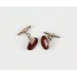 A pair of silver carnelian cufflinks boxed