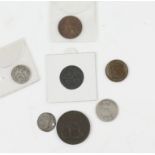 Elizabeth 1st threepence, 1579 and a small quantity of British and world coins