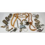 A collection of Yemeni ceremonial jewellery, including four pairs of cuffs, a selection of bangles,