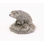 Large silver model of a silver covered pig, feeding its piglet by country Artists 346 grams gross