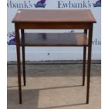 Edwardian mahogany and satinwood banded side table, with rectangular top, on square tapering legs