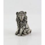 Silver covered model of a seated lion by Magrino