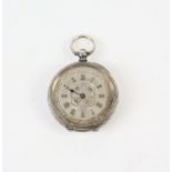 Silver Dial pocket watch, ornate silver case marked 935, bearing swiss marks