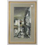 View of Spanish towns, indistinctly signed, water colour, framed and glazed, 29.5 x 55cm and 30 x