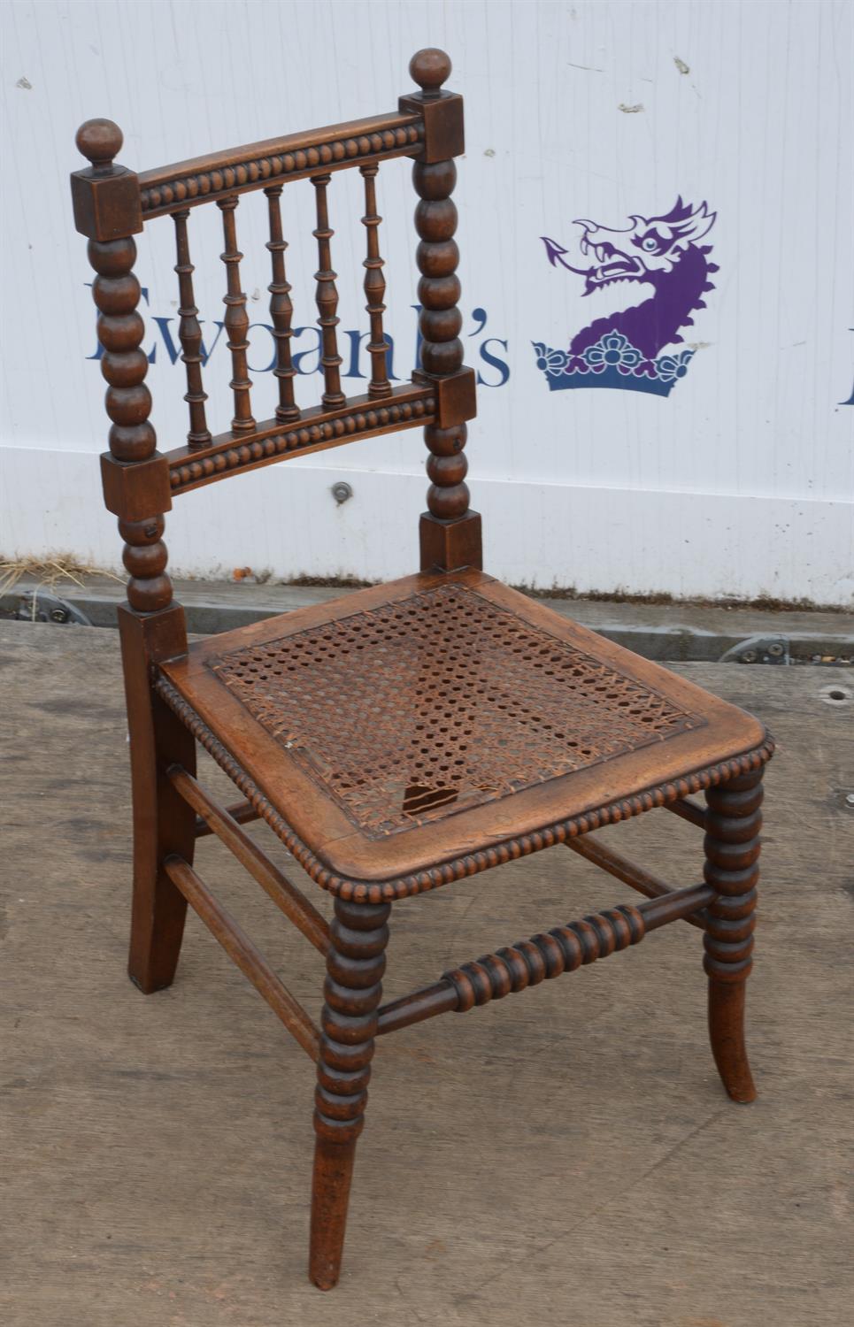 Victorian childs chair, with bobbin turned uprights and legs, with caned seat, 64cm high - Image 2 of 3