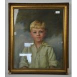 20th Century School, Portrait of a young boy, initialled monogrammed CP, pastel on paper,
