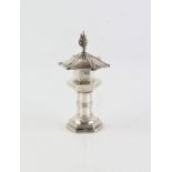 Oriental Japanese sterling silver pagoda style pepper pot.