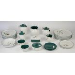 Extensive part dinner and tea service, Denby, Green Wheat pattern, to comprise five plates,