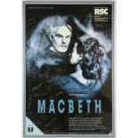 Three framed theatre posters, Macbeth signed by the cast including Derek Jacobi, Morris Perry,