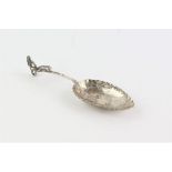 Dutch silver caddy or wine spoon with rampant Lion finial