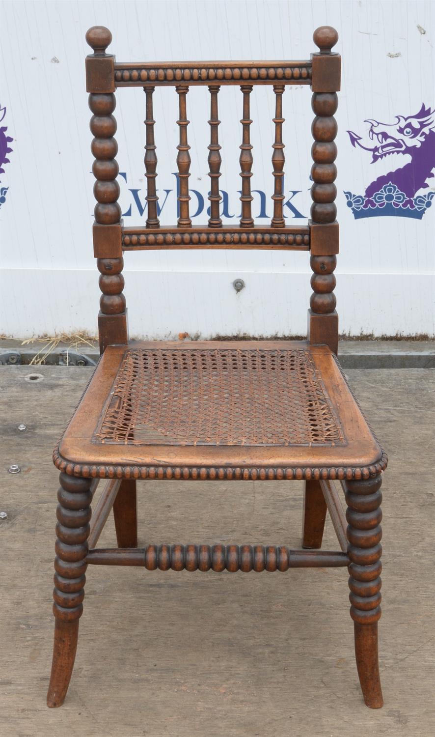 Victorian childs chair, with bobbin turned uprights and legs, with caned seat, 64cm high - Image 3 of 3