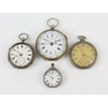 Selection of silver and white metal pocket watches.