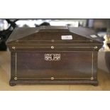 William IV rosewood and mother of pearl tea caddy, 22 x 35 x 19.5cm