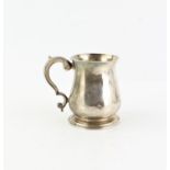 London 1739, George II Griffin Crested plain Baluster form mug/cup by William Coles, 177 grams